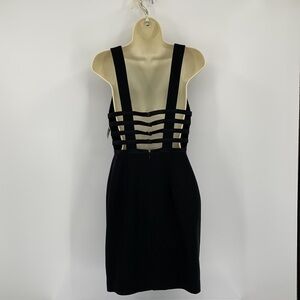 Andrea Polizzi strappy black LBD dress lattice mini sleeveless wide waist new 2